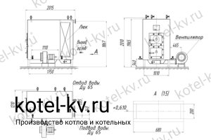 Котел 470 КВт на дровах. Чертеж